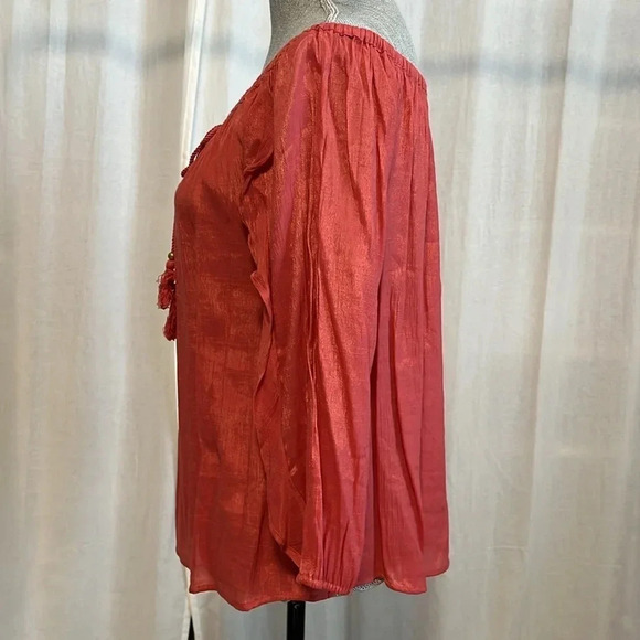 HARVE BERNARD NWOT Off The Shoulder Top Frill Sleeve, Size M - Picture 2 of 11